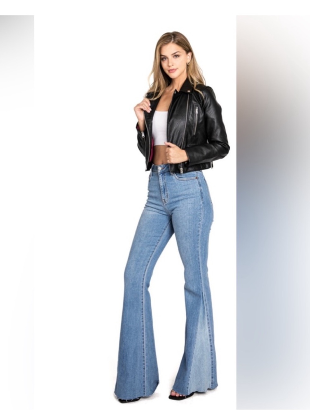 Cello Two-Tone Blue Flare Jeans Size 5